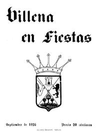 Villena en Fiestas. Núm. 1, septiembre de 1926 | Biblioteca Virtual Miguel de Cervantes