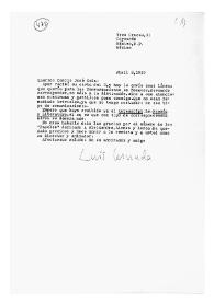 Carta de Luis Cernuda a Camilo José Cela. México, 8 de abril de 1959
 | Biblioteca Virtual Miguel de Cervantes