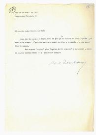 Carta de María Zambrano a Camilo José Cela. Roma, 29 de abril de 1961
 | Biblioteca Virtual Miguel de Cervantes