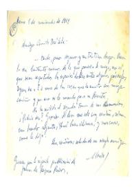 Carta de María Zambrano a Camilo José Cela. Roma, 1 de noviembre de 1961
 | Biblioteca Virtual Miguel de Cervantes