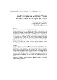 Cuatro sonetos de Meléndez Valdés musicalizados por Miguel del Barco / Miguel del Barco y Gallego | Biblioteca Virtual Miguel de Cervantes