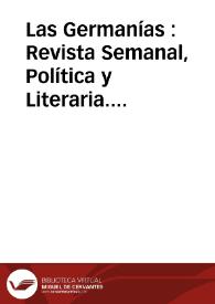 Las Germanías : Revista Semanal, Política y Literaria. Núm. 1, 18 de marzo de 1882 | Biblioteca Virtual Miguel de Cervantes