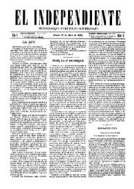 El independiente : Semanario Político-Literario (Villena). Núm. 6, 10 de abril de 1892 | Biblioteca Virtual Miguel de Cervantes