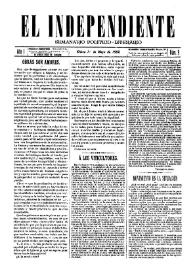 El independiente : Semanario Político-Literario (Villena). Núm. 9, 1º de mayo de 1892 | Biblioteca Virtual Miguel de Cervantes