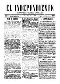 El independiente : Semanario Político-Literario (Villena). Núm. 10, 8 de mayo de 1892 | Biblioteca Virtual Miguel de Cervantes