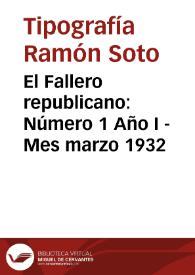 El Fallero republicano: Número 1 Año I - Mes marzo 1932 | Biblioteca Virtual Miguel de Cervantes