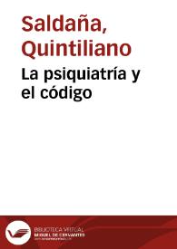 La psiquiatría y el código | Biblioteca Virtual Miguel de Cervantes