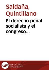 El derecho penal socialista y el congreso penitenciario de Berlín | Biblioteca Virtual Miguel de Cervantes