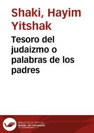 Tesoro del judaizmo o palabras de los padres | Biblioteca Virtual Miguel de Cervantes