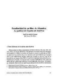 Peculiaridad de un libro de Altamira: "La política de España en América" / José Ferrándiz Lozano | Biblioteca Virtual Miguel de Cervantes