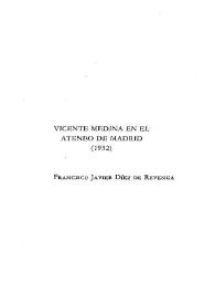 Vicente Medina en el Ateneo de Madrid (1932) / Francisco Javier Díez de Revenga | Biblioteca Virtual Miguel de Cervantes