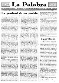 La Palabra : Periódico Independiente. Defensor de los Intereses Morales y Materiales del Distrito de Denia. Núm. 8, 31 de mayo de 1930 | Biblioteca Virtual Miguel de Cervantes