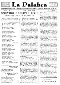 La Palabra : Periódico Independiente. Defensor de los Intereses Morales y Materiales del Distrito de Denia. Núm. 9, 7 de junio de 1930 | Biblioteca Virtual Miguel de Cervantes