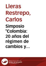 Simposio "Colombia: 20 años del régimen de cambios y de comercio exterior" | Biblioteca Virtual Miguel de Cervantes