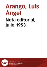 Nota editorial, julio 1953 | Biblioteca Virtual Miguel de Cervantes
