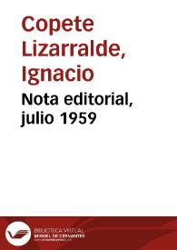 Nota editorial, julio 1959 | Biblioteca Virtual Miguel de Cervantes
