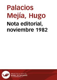 Nota editorial, noviembre 1982 | Biblioteca Virtual Miguel de Cervantes