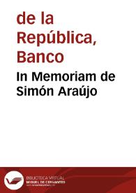 In Memoriam de Simón Araújo | Biblioteca Virtual Miguel de Cervantes
