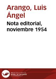 Nota editorial, noviembre 1954 | Biblioteca Virtual Miguel de Cervantes