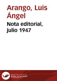 Nota editorial, julio 1947 | Biblioteca Virtual Miguel de Cervantes