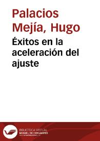 Éxitos en la aceleración del ajuste | Biblioteca Virtual Miguel de Cervantes