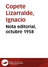 Nota editorial, octubre 1958 | Biblioteca Virtual Miguel de Cervantes