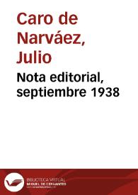 Nota editorial, septiembre 1938 | Biblioteca Virtual Miguel de Cervantes