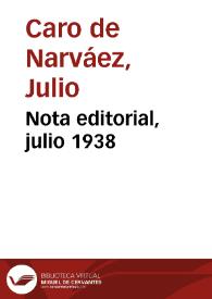 Nota editorial, julio 1938 | Biblioteca Virtual Miguel de Cervantes