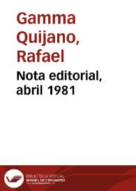 Nota editorial, abril 1981 | Biblioteca Virtual Miguel de Cervantes