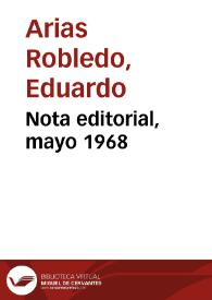 Nota editorial, mayo 1968 | Biblioteca Virtual Miguel de Cervantes