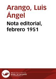 Nota editorial, febrero 1951 | Biblioteca Virtual Miguel de Cervantes