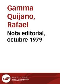 Nota editorial, octubre 1979 | Biblioteca Virtual Miguel de Cervantes