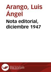 Nota editorial, diciembre 1947 | Biblioteca Virtual Miguel de Cervantes
