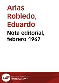 Nota editorial, febrero 1967 | Biblioteca Virtual Miguel de Cervantes