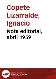 Nota editorial, abril 1959 | Biblioteca Virtual Miguel de Cervantes
