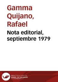 Nota editorial, septiembre 1979 | Biblioteca Virtual Miguel de Cervantes