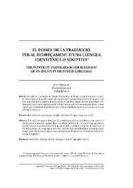 El poder de la traducció per al redreçament d'una llengua identitària o adoptiva / Joan Verdegal | Biblioteca Virtual Miguel de Cervantes