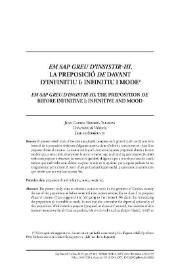"Em sap greu d'insistir-hi". La preposició "de" davant d'infinitiu I: infinitiu i mode / Juan Carlos Tordera Yllescas | Biblioteca Virtual Miguel de Cervantes