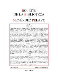 Boletín de la Biblioteca de Menéndez Pelayo. Año LXXXIII, enero-diciembre 2007 | Biblioteca Virtual Miguel de Cervantes