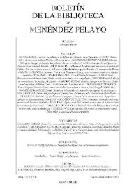 Boletín de la Biblioteca de Menéndez Pelayo. Año LXXXVII, enero-diciembre 2011 | Biblioteca Virtual Miguel de Cervantes