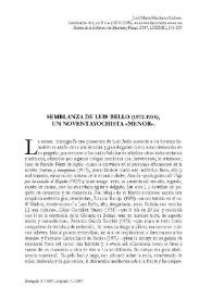 Semblanza de Luis Bello (1872-1935), un noventayochista "menor"  / José María Martínez Cachero | Biblioteca Virtual Miguel de Cervantes
