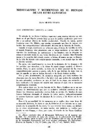 Medievalismo y modernidad en el reinado de los Reyes Católicos / por Eloy Benito Ruano | Biblioteca Virtual Miguel de Cervantes