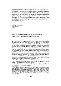 Presentación política de Antonio Machado en la Columbia University / Enrique Casamayor | Biblioteca Virtual Miguel de Cervantes