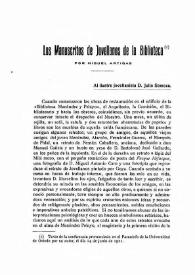Los manuscritos de Jovellanos de la Biblioteca / Miguel Artigas y Ferrando | Biblioteca Virtual Miguel de Cervantes
