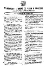 Boletín de Información. Departamento Autónomo de Publicidad y Propaganda [México]. Miércoles 1.º de septiembre de 1937 | Biblioteca Virtual Miguel de Cervantes