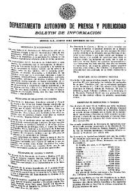 Boletín de Información. Departamento Autónomo de Publicidad y Propaganda [México]. Martes 14 de septiembre de 1937 | Biblioteca Virtual Miguel de Cervantes