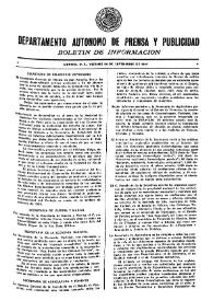Boletín de Información. Departamento Autónomo de Publicidad y Propaganda [México]. Viernes 24 de septiembre de 1937 | Biblioteca Virtual Miguel de Cervantes