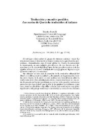 Traducción y mundos posibles. "Los sueños" de Quevedo traducidos al italiano / Beatrice Garzelli | Biblioteca Virtual Miguel de Cervantes