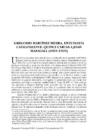 Gregorio Martínez Sierra, entusiasta catalanizante. Quince cartas a Joan Maragall (1905-1909) / Inma Rodríguez-Moranta | Biblioteca Virtual Miguel de Cervantes
