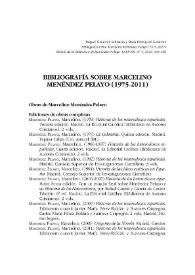 Bibliografía sobre Marcelino Menéndez Pelayo (1975-2011) / Raquel Gutiérrez Sebastián y Borja Rodríguez Gutiérrez | Biblioteca Virtual Miguel de Cervantes